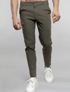 Men's Dress Pants Trousers Chinos Buttons Pocket Solid Color Comfort Formal Party Work Fashion Classic Style Black White Micro-elastic