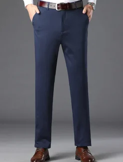 Men's Dress Pants Trousers Slacks Suit Pants Pocket Plain Comfort Breathable Wedding Outdoor Daily Fashion Casual Black Royal Blue