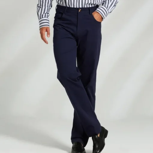 Men's Dress Pants Zipper Pocket Solid Color Breathable Full Length Formal Office Business Chic & Modern Formal Navy Blue Khaki Micro-elastic