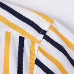 Men's Dress Shirt Button Down Shirt Non Iron Shirt Striped Shirt Stretch Stripe Wedding Office & Career Black White Yellow Dark Navy Long Sleeve Shirt Collar All Seasons Clothing Apparel Print