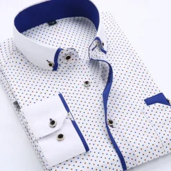 Men's Dress Shirt Button Down Shirt Collared Shirt Polka Dot Wedding Outdoor Black White Red Navy Blue Long Sleeve Turndown Summer Spring Clothing Apparel Print