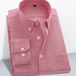 Men's Dress Shirt Button Down Shirt Non Iron Shirt Oxford Shirt Plaid Wedding Outdoor Black White Pink Red Long Sleeve Square Neck Spring & Fall Clothing Apparel Button-Down