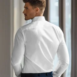 Men's Dress Shirt Button Up Shirt Solid Color School Formal White Blue Light Sky Blue Light Blue-White Long Sleeve Turndown All Seasons Clothing Apparel