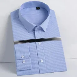 Men's Dress Shirt Button Up Shirt Solid Color School Formal White Blue Light Sky Blue Light Blue-White Long Sleeve Turndown All Seasons Clothing Apparel
