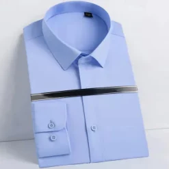 Men's Dress Shirt Button Up Shirt Solid Color School Formal White Blue Light Sky Blue Light Blue-White Long Sleeve Turndown All Seasons Clothing Apparel