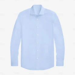 Men's Dress Shirt Button Up Shirt Solid Color School Formal Light Blue Long Sleeve Turndown All Seasons Clothing Apparel