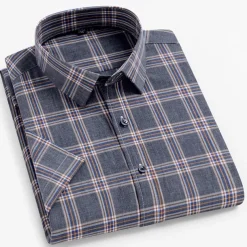 Men's Dress Shirt Casual Shirt Plaid Check Shirt Graphic Prints Square Neck Light Yellow Light Pink Black / Gray White / Green Sea Blue Casual Daily Short Sleeve collared shirts Clothing Apparel