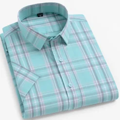 Men's Dress Shirt Casual Shirt Plaid Check Shirt Graphic Prints Square Neck Light Yellow Light Pink Black / Gray White / Green Sea Blue Casual Daily Short Sleeve collared shirts Clothing Apparel