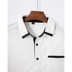Men's Dress Shirt Casual Shirt Black White Light Green Burgundy Blue Long Sleeve Color Block Solid / Plain Color Turndown Wedding Vacation Button-Down Clothing Apparel Cotton Fashion Leisure