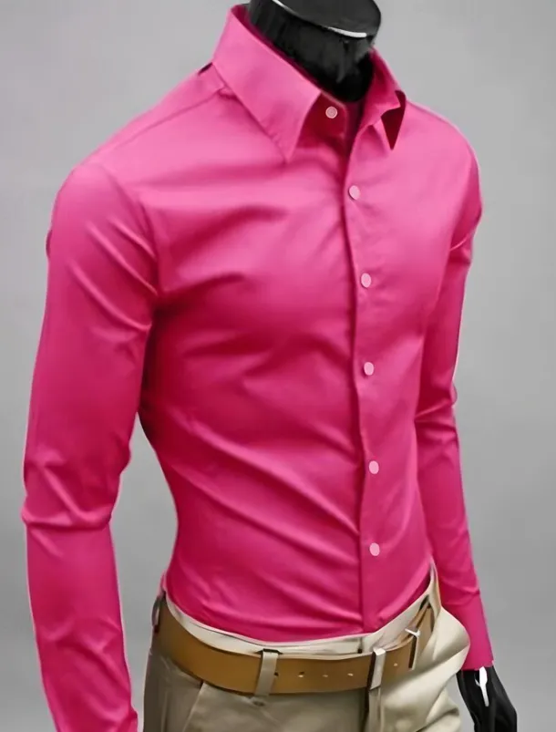 Men's Dress Shirt Collared Shirt Button Up Shirt Plain Formal Wedding Black White Yellow Pink Long Sleeve Shirt Collar Clothing Apparel