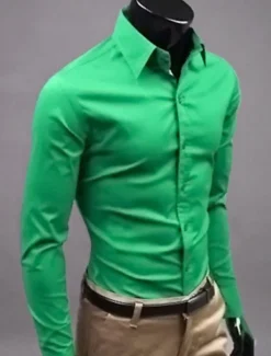 Men's Dress Shirt Collared Shirt Button Up Shirt Plain Formal Wedding Black White Yellow Pink Long Sleeve Shirt Collar Clothing Apparel