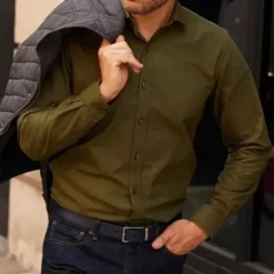 Men's Dress Shirt Collared Shirt Button Up Shirt Graphic Prints Wedding Work Army Green Coffee Long Sleeve Turndown Spring, Fall, Winter, Summer Clothing Apparel Button-Down