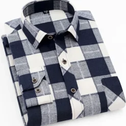Men's Dress Shirt Flannel Shirt Plaid Shirt Collared Shirt Button Up Shirt Tartan Wedding Outdoor Black White Wine Red Long Sleeve Turndown Fall Winter Clothing Apparel