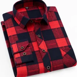 Men's Dress Shirt Flannel Shirt Plaid Shirt Collared Shirt Button Up Shirt Tartan Wedding Outdoor Black White Wine Red Long Sleeve Turndown Fall Winter Clothing Apparel