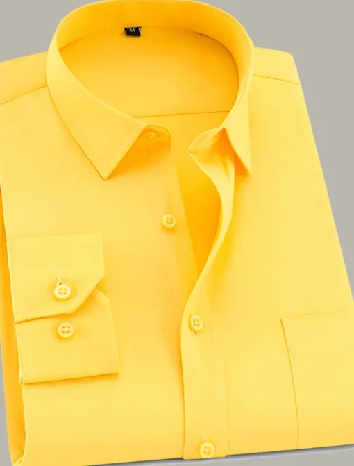 Men's Dress Shirt Non Iron Shirt Tuxedo Shirts Solid / Plain Color Wedding Office & Career Black White Yellow Pink Long Sleeve Shirt Collar All Seasons Clothing Apparel Print