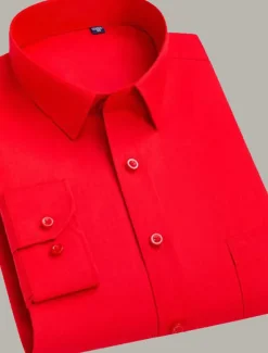 Men's Dress Shirt Non Iron Shirt Tuxedo Shirts Solid / Plain Color Wedding Office & Career Black White Yellow Pink Long Sleeve Shirt Collar All Seasons Clothing Apparel Print