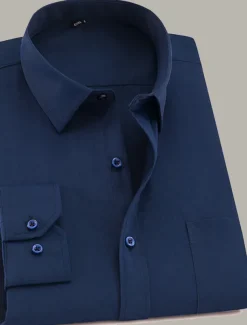 Men's Dress Shirt Non Iron Shirt Tuxedo Shirts Solid / Plain Color Wedding Office & Career Black White Yellow Pink Long Sleeve Shirt Collar All Seasons Clothing Apparel Print