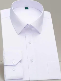 Men's Dress Shirt Non Iron Shirt Tuxedo Shirts Solid / Plain Color Wedding Office & Career Black White Yellow Pink Long Sleeve Shirt Collar All Seasons Clothing Apparel Print