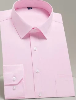 Men's Dress Shirt Non Iron Shirt Tuxedo Shirts Solid / Plain Color Wedding Office & Career Black White Yellow Pink Long Sleeve Shirt Collar All Seasons Clothing Apparel Print