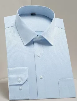 Men's Dress Shirt Non Iron Shirt Tuxedo Shirts Solid / Plain Color Wedding Office & Career Black White Yellow Pink Long Sleeve Shirt Collar All Seasons Clothing Apparel Print
