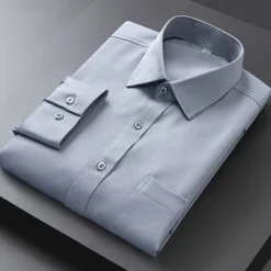 Men's Dress Shirt Non Iron Shirt Plain Wedding Outdoor Light Blue Black White Light Green Long Sleeve Turndown Summer Spring Clothing Apparel