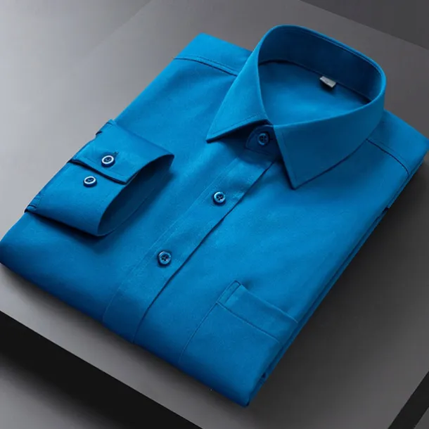 Men's Dress Shirt Non Iron Shirt Plain Wedding Outdoor Light Blue Black White Light Green Long Sleeve Turndown Summer Spring Clothing Apparel