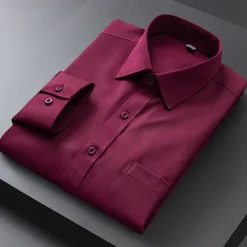 Men's Dress Shirt Non Iron Shirt Plain Wedding Outdoor Light Blue Black White Light Green Long Sleeve Turndown Summer Spring Clothing Apparel