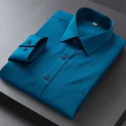 Men's Dress Shirt Non Iron Shirt Plain Wedding Outdoor Light Blue Black White Light Green Long Sleeve Turndown Summer Spring Clothing Apparel