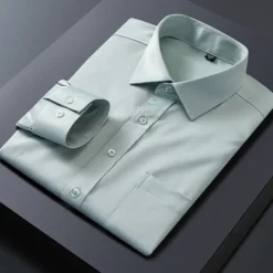 Men's Dress Shirt Non Iron Shirt Plain Wedding Outdoor Light Blue Black White Light Green Long Sleeve Turndown Summer Spring Clothing Apparel