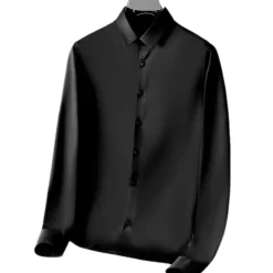 Men's Dress Shirt Non Iron Shirt Solid / Plain Color Wedding Going out Black White Pink Orange Long Sleeve Turndown Spring Fall Clothing Apparel