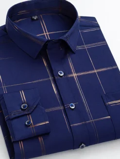 Men's Dress Shirt Non Iron Shirt Wedding Work Black / Red Black / Gray Black White Long Sleeve Square Neck Summer Clothing Apparel Print