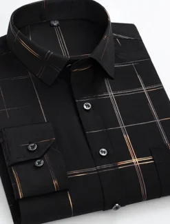 Men's Dress Shirt Non Iron Shirt Wedding Work Black / Red Black / Gray Black White Long Sleeve Square Neck Summer Clothing Apparel Print