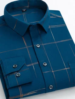 Men's Dress Shirt Non Iron Shirt Wedding Work Black / Red Black / Gray Black White Long Sleeve Square Neck Summer Clothing Apparel Print