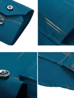 Men's Dress Shirt Non Iron Shirt Wedding Work Black / Red Black / Gray Black White Long Sleeve Square Neck Summer Clothing Apparel Print