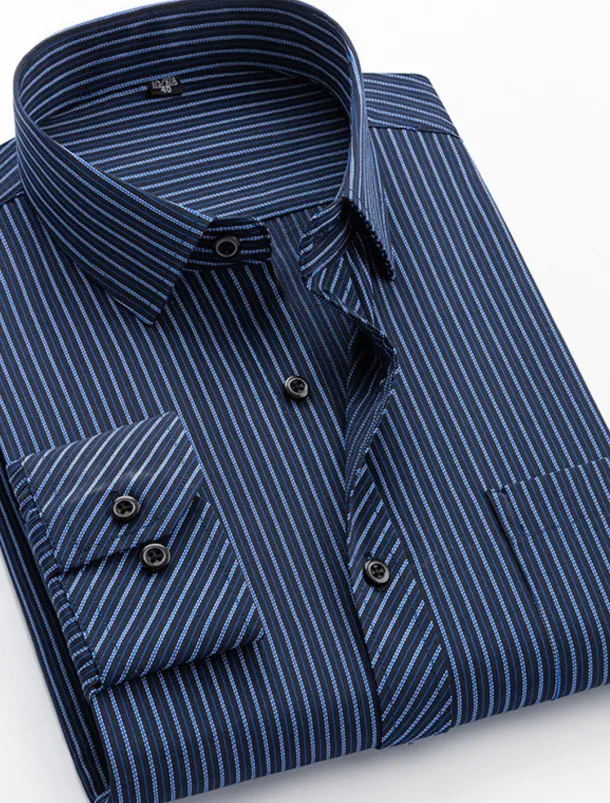 Men's Dress Shirt Non Iron Shirt Collared Shirt Button Up Shirt Striped Wedding Work A D G H Long Sleeve Collar Spring & Fall Clothing Apparel Button-Down