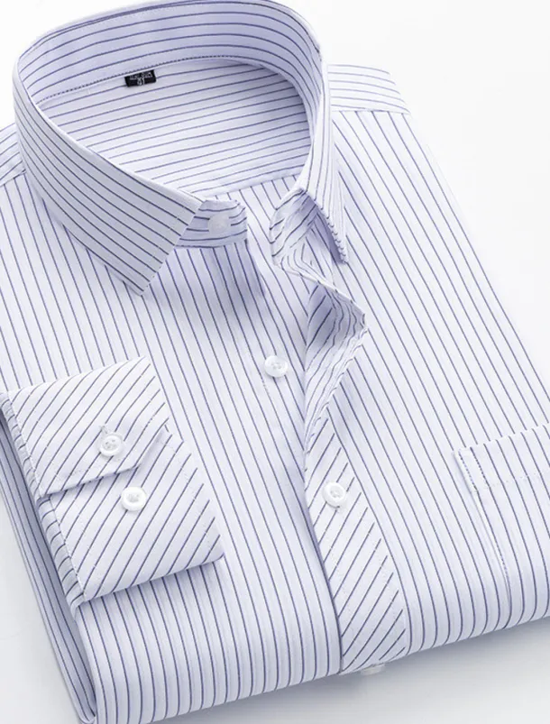 Men's Dress Shirt Non Iron Shirt Collared Shirt Button Up Shirt Striped Wedding Work A D G H Long Sleeve Collar Spring & Fall Clothing Apparel Button-Down