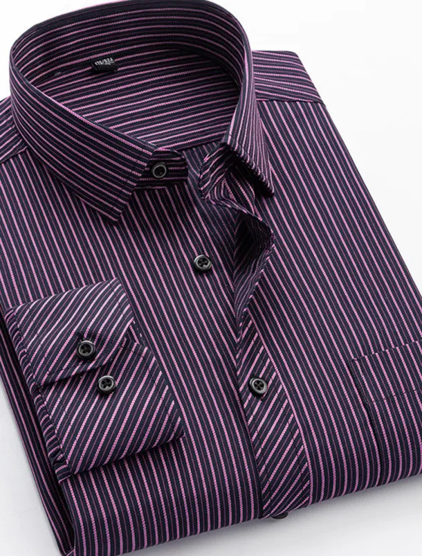 Men's Dress Shirt Non Iron Shirt Collared Shirt Button Up Shirt Striped Wedding Work A D G H Long Sleeve Collar Spring & Fall Clothing Apparel Button-Down
