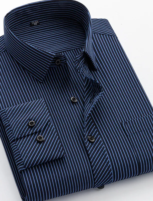 Men's Dress Shirt Non Iron Shirt Collared Shirt Button Up Shirt Striped Wedding Work A D G H Long Sleeve Collar Spring & Fall Clothing Apparel Button-Down