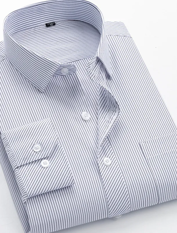 Men's Dress Shirt Non Iron Shirt Collared Shirt Button Up Shirt Striped Wedding Work A D G H Long Sleeve Collar Spring & Fall Clothing Apparel Button-Down