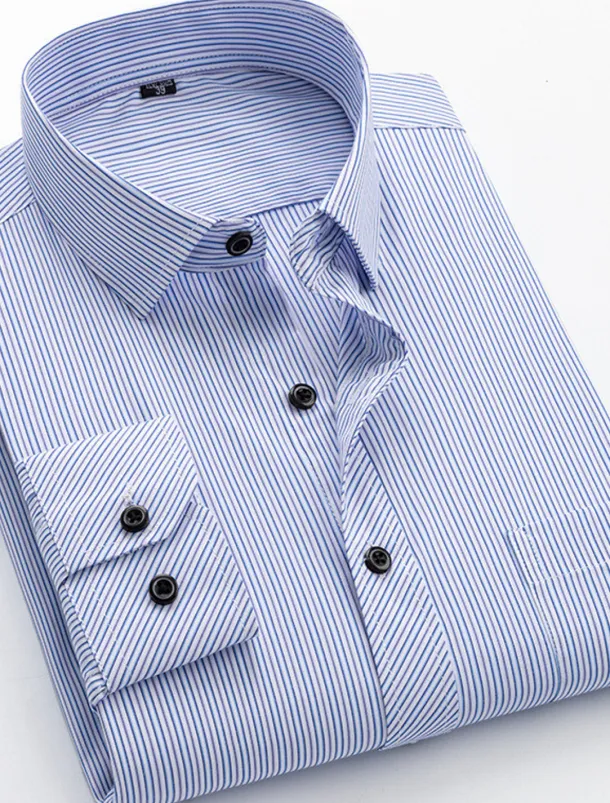 Men's Dress Shirt Non Iron Shirt Collared Shirt Button Up Shirt Striped Wedding Work A D G H Long Sleeve Collar Spring & Fall Clothing Apparel Button-Down