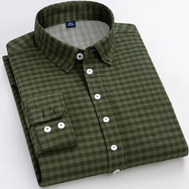 Men's Dress Shirt Plaid Shirt Collared Shirt Plaid / Check Wedding Vacation Yellow Red Blue Green Long Sleeve Turndown Spring & Fall Clothing Apparel Button-Down