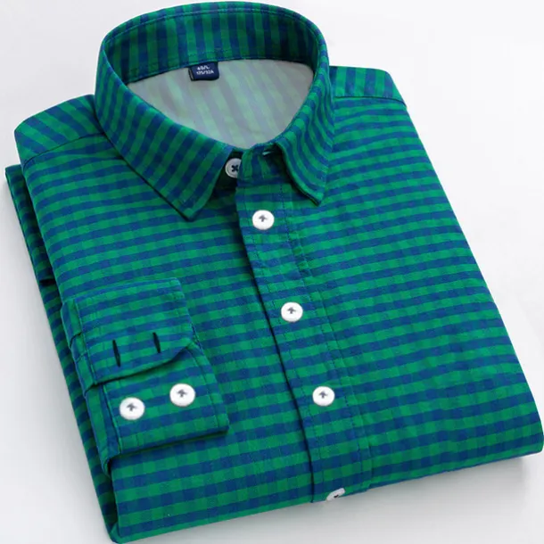 Men's Dress Shirt Plaid Shirt Collared Shirt Plaid / Check Wedding Vacation Yellow Red Blue Green Long Sleeve Turndown Spring & Fall Clothing Apparel Button-Down