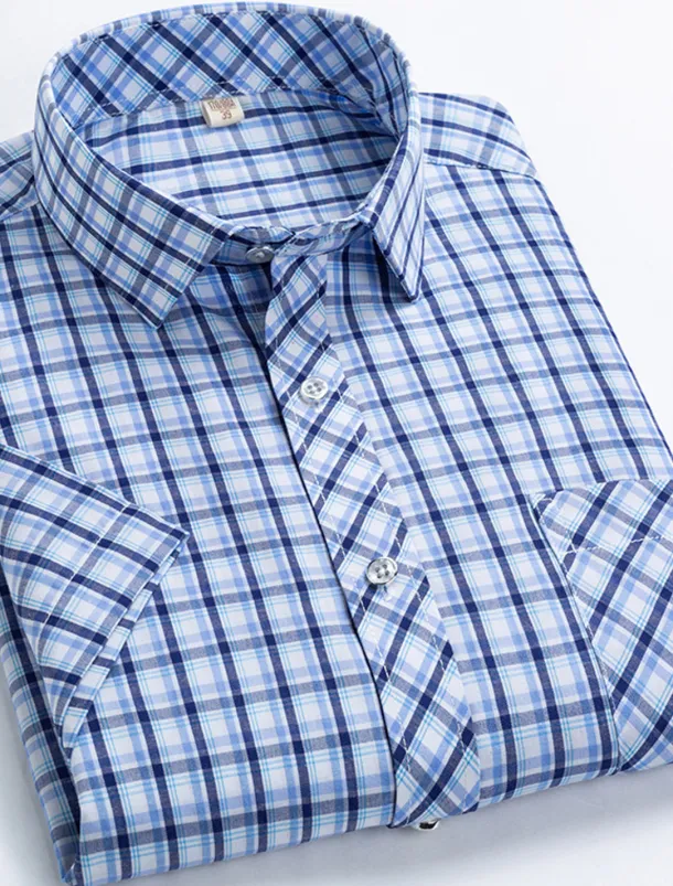 Men's Dress Shirt Stripes and Plaid Wedding Office & Career Yellow Dark Pink Blue Sky Blue Short Sleeve Turndown Spring & Summer Clothing Apparel