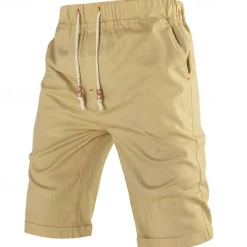 Men's Dress Shorts Burmuda Shorts Work Shorts Pocket Drawstring Plain Comfort Breathable Knee Length Outdoor Business Fashion Casual Black Blue