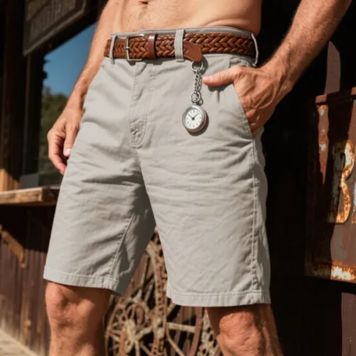 Men's Dress Shorts Burmuda Shorts Work Shorts Pocket Plain Comfort Breathable Knee Length Outdoor Business Fashion Casual Yellow Light Green