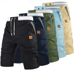 Men's Dress Shorts Burmuda Shorts Work Shorts Pocket Drawstring Plain Comfort Breathable Knee Length Outdoor Business Fashion Casual Black Blue