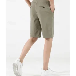 Men's Dress Shorts Burmuda Shorts Work Shorts Ruched Pocket Plain Comfort Breathable Knee Length Outdoor Business Fashion Casual Black Wine