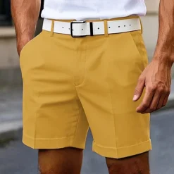 Men's Dress Shorts Burmuda Shorts Work Shorts Pocket Plain Comfort Knee Length Outdoor Business Fashion Casual Black White