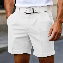 Men's Dress Shorts Burmuda Shorts Work Shorts Pocket Plain Comfort Knee Length Outdoor Business Fashion Casual Black White