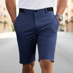 Men's Dress Shorts Burmuda Shorts Work Shorts Pocket Plain Comfort Breathable Knee Length Outdoor Business Fashion Casual Black Navy Blue